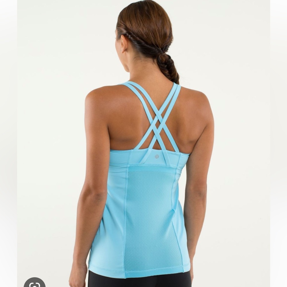 Lululemon blue cross cross tank size 6